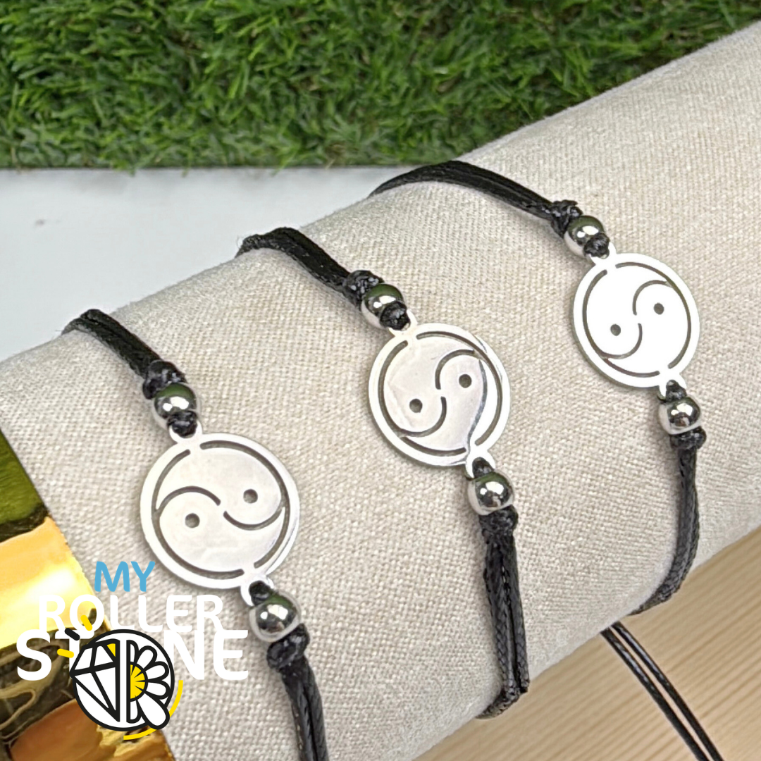 Bracelet Yin Yang Réglable cordon – Acier Inoxydable