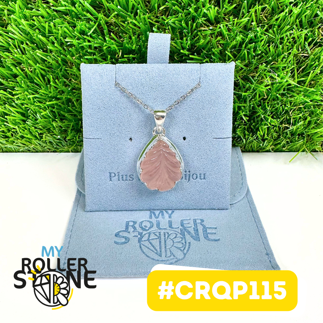 Pendentif Quartz rose Gravé Argent 925 #CRQP115