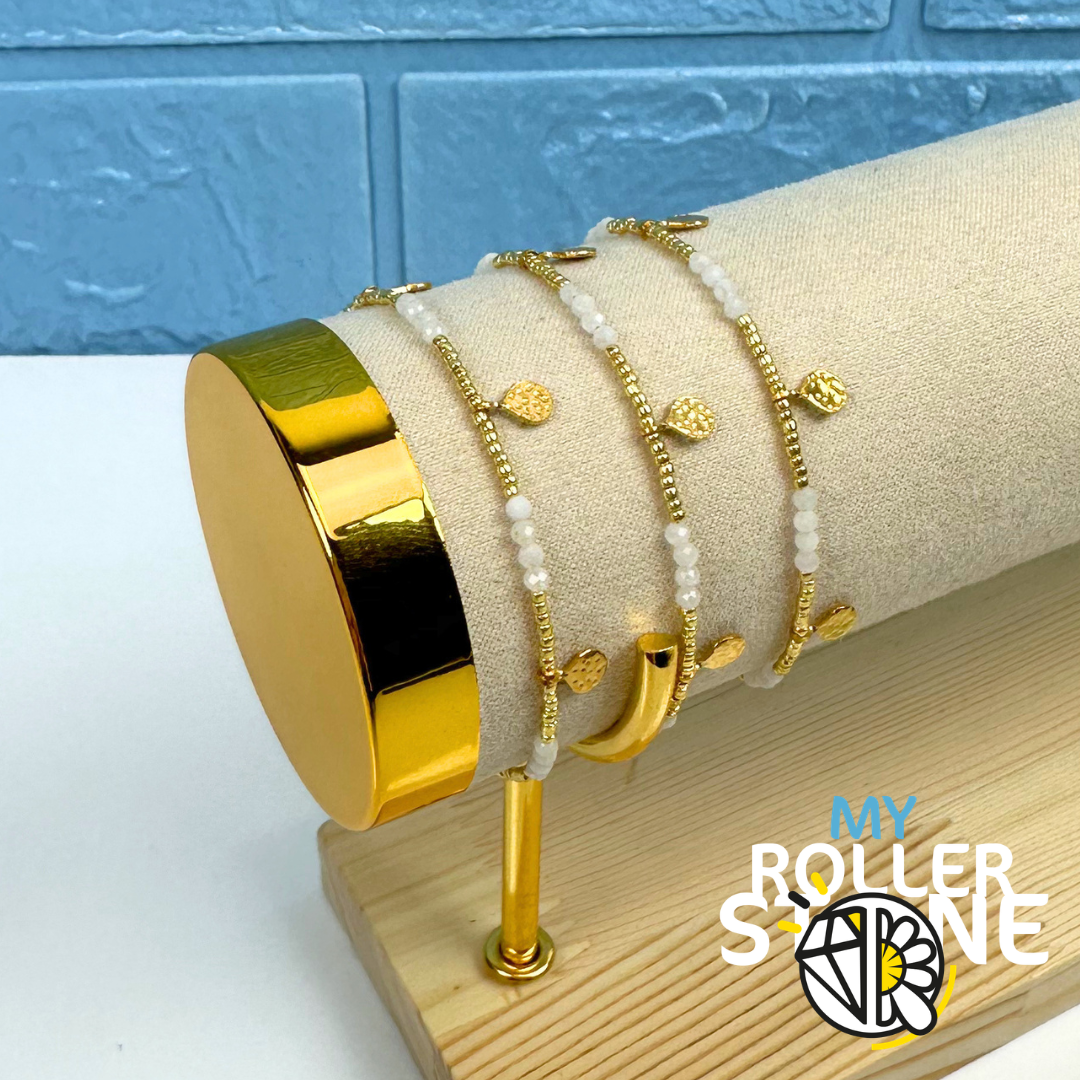 Bracelet acier inoxydable perles naturelles facettée