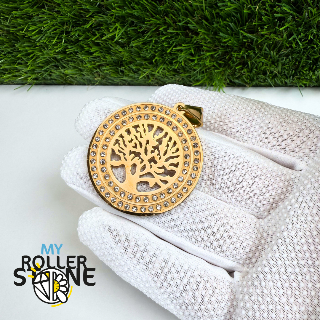 Arbre de vie pendentif acier inoxydable et strass