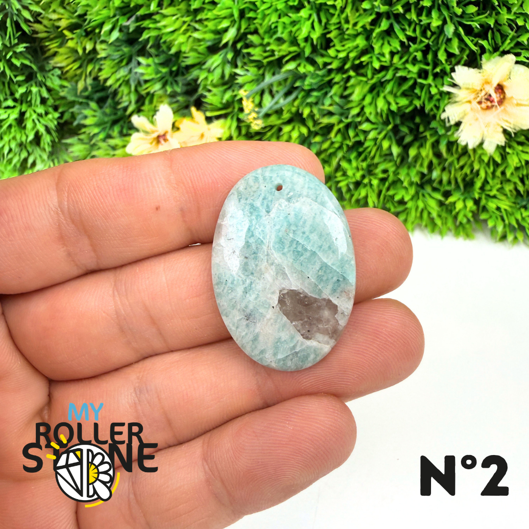 Pendentif Percé Amazonite et Quartz Fumé (Rare)