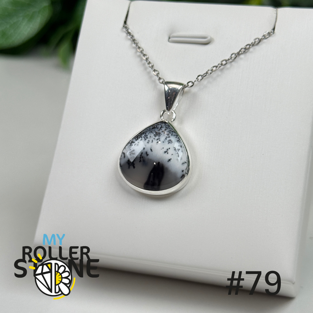 Pendentif argent 925 opale dendritique #OP79