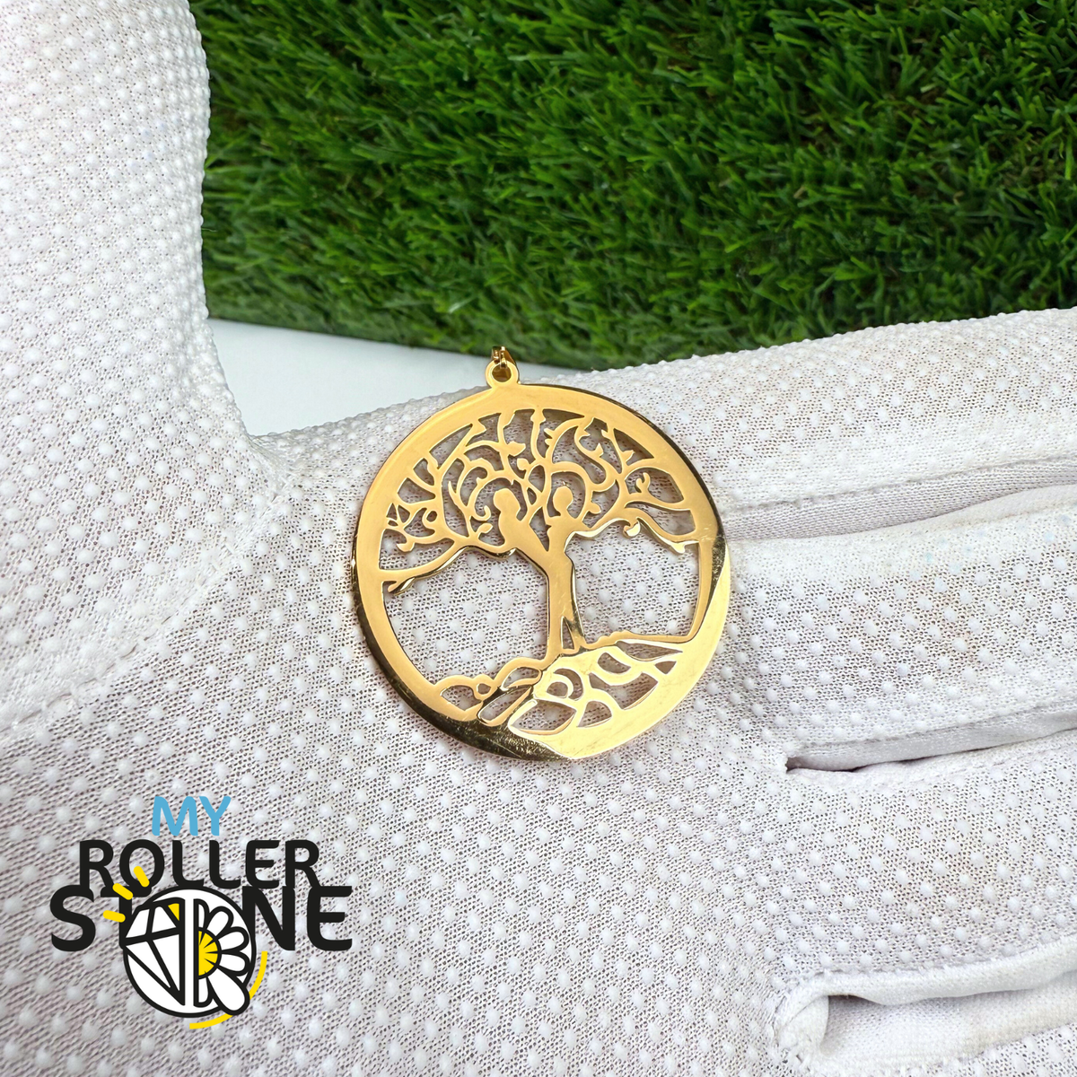 Pendentif Rond Arbre de Vie Couple acier inoxydable