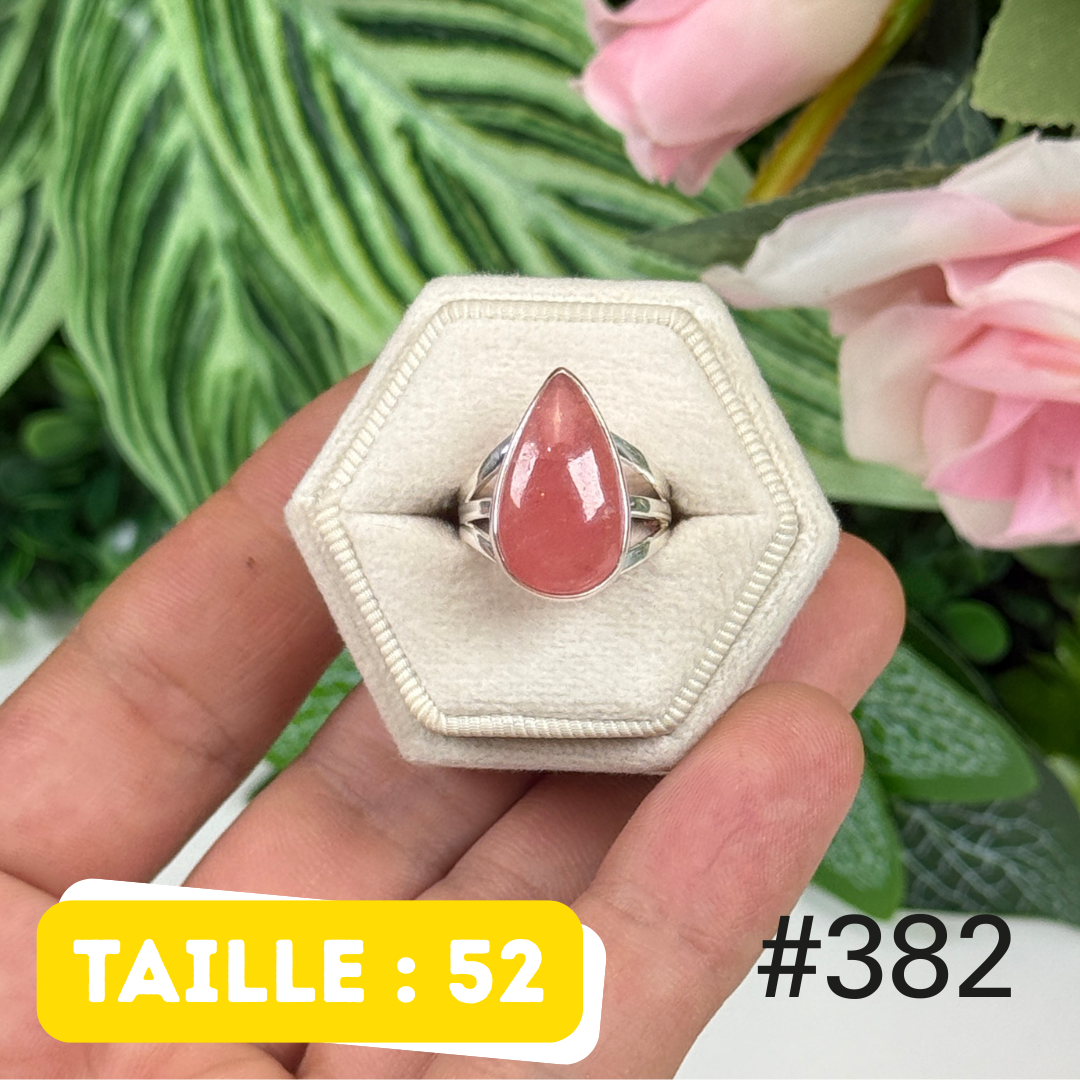 Bague argent 925 rhodochrosite translucide #R382