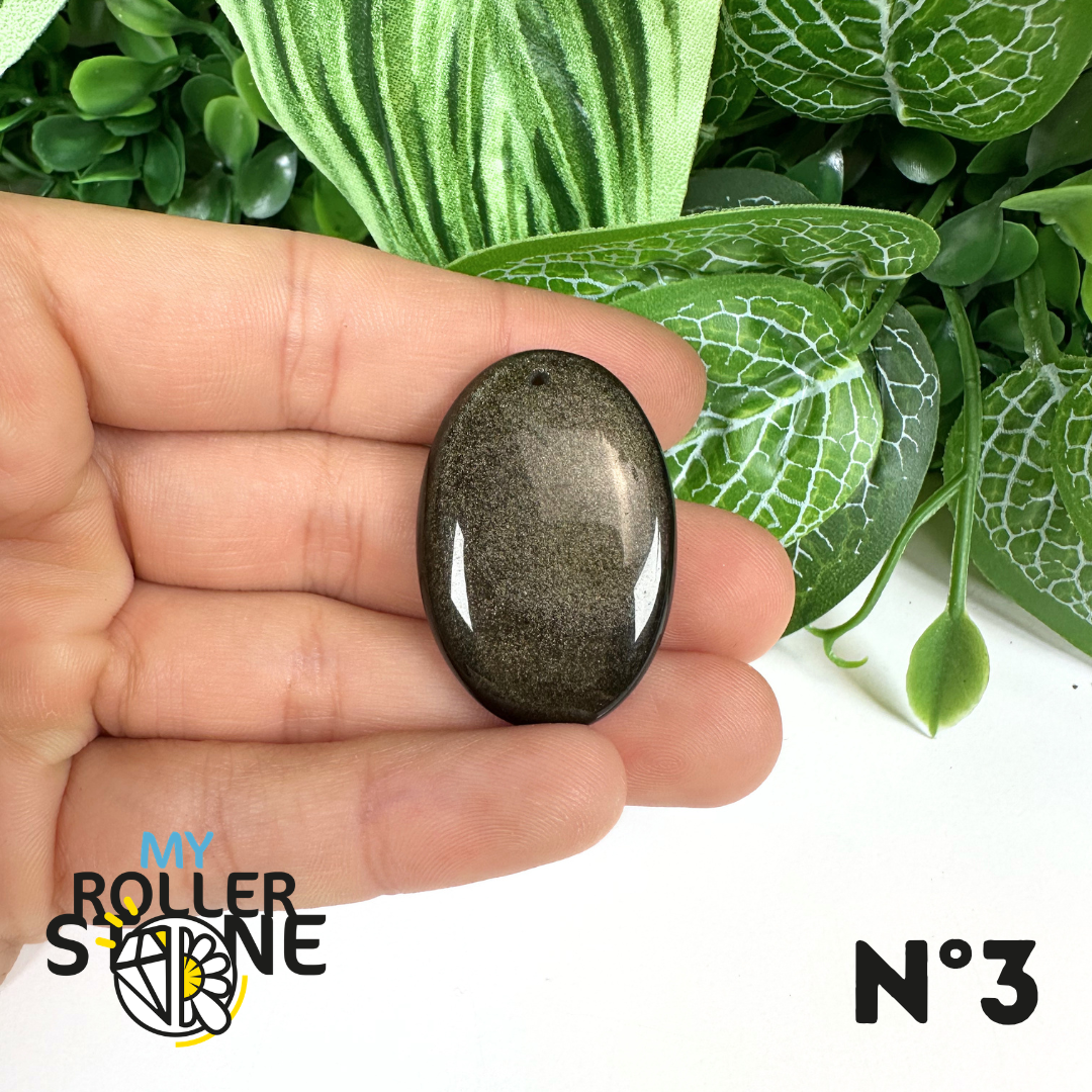 Pendentif Obsidienne dorée 5A percé