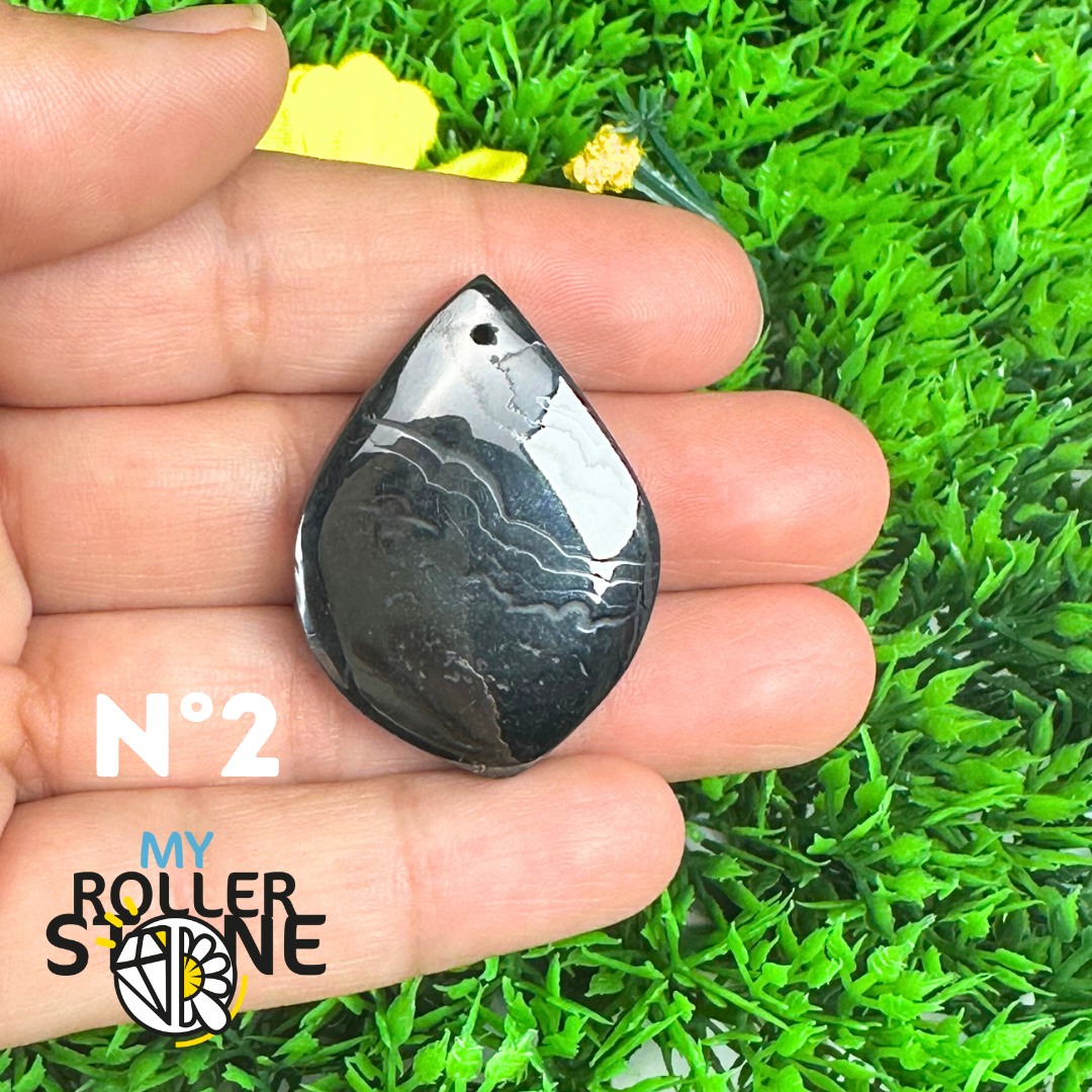 Pendentif Percé Psilomelane Argenté