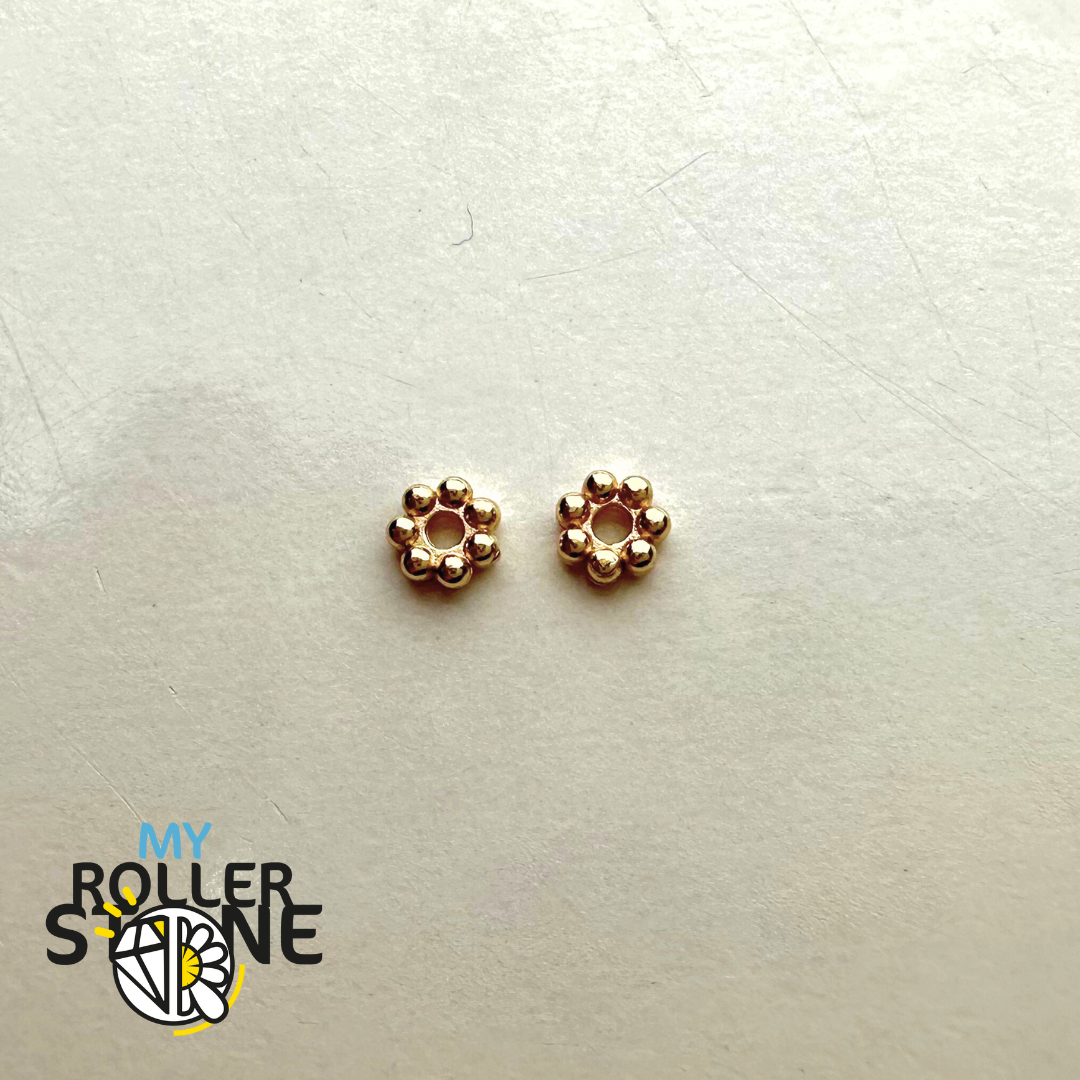 Perles d’espacement Fleur en Acier Inoxydable Plaqué Or