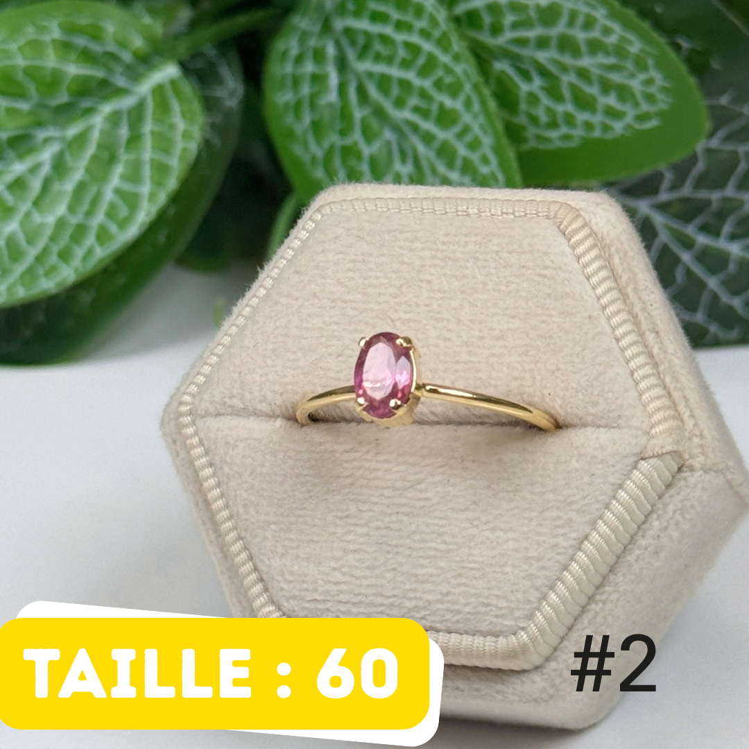 Bague Tourmaline Rose Argent 925 Plaqué Or #2