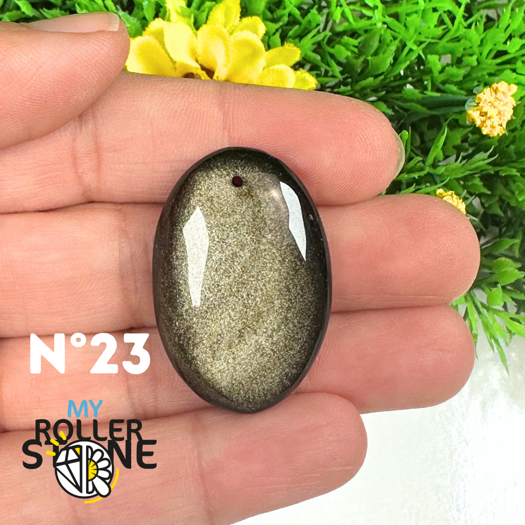 Pendentif Obsidienne dorée 5A percé