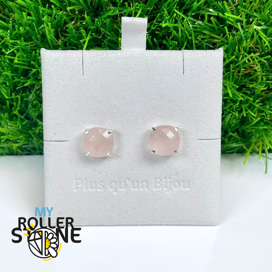 Boucles d'Oreilles Argent 925 Quartz rose Facettée