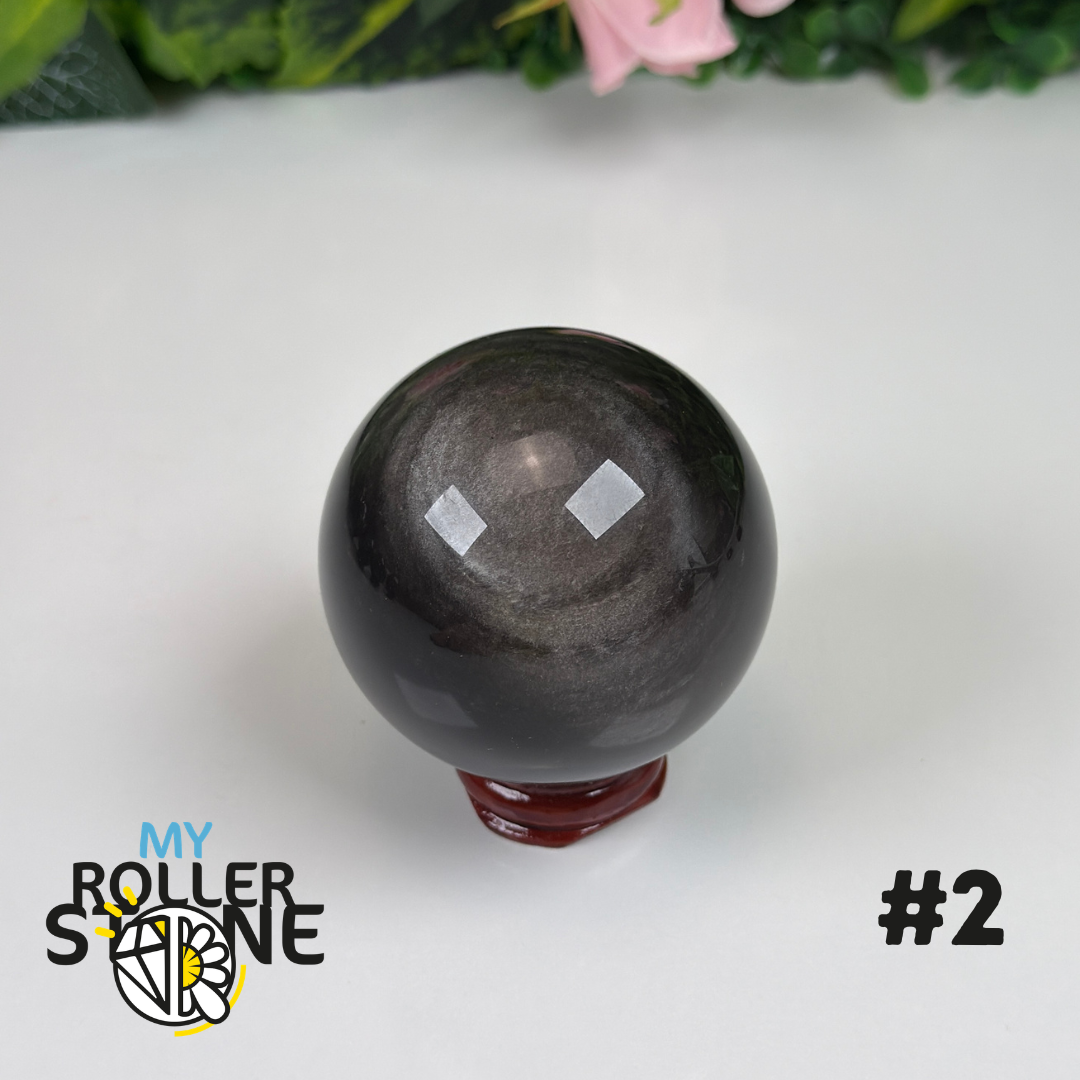 Sphère en Obsidienne argentée