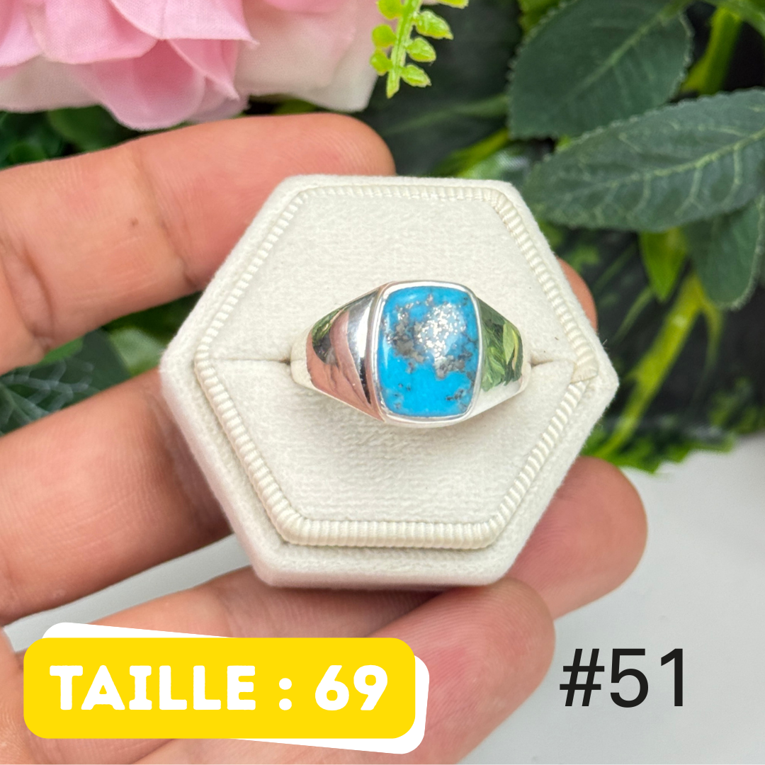 Bague argent 925 turquoise persane Nishapur #TR51