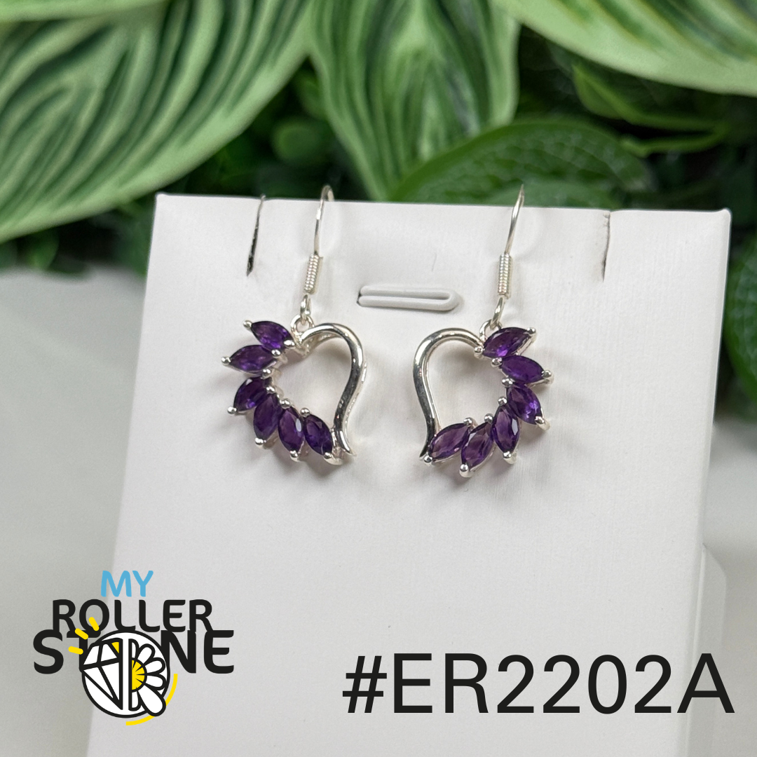 Boucles d’oreilles argent 925 améthyste facettée #202A