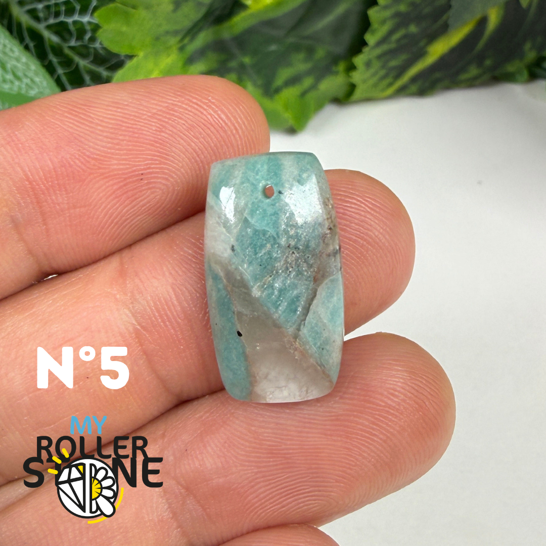 Pendentif Percé Amazonite et Quartz Fumé (Rare)