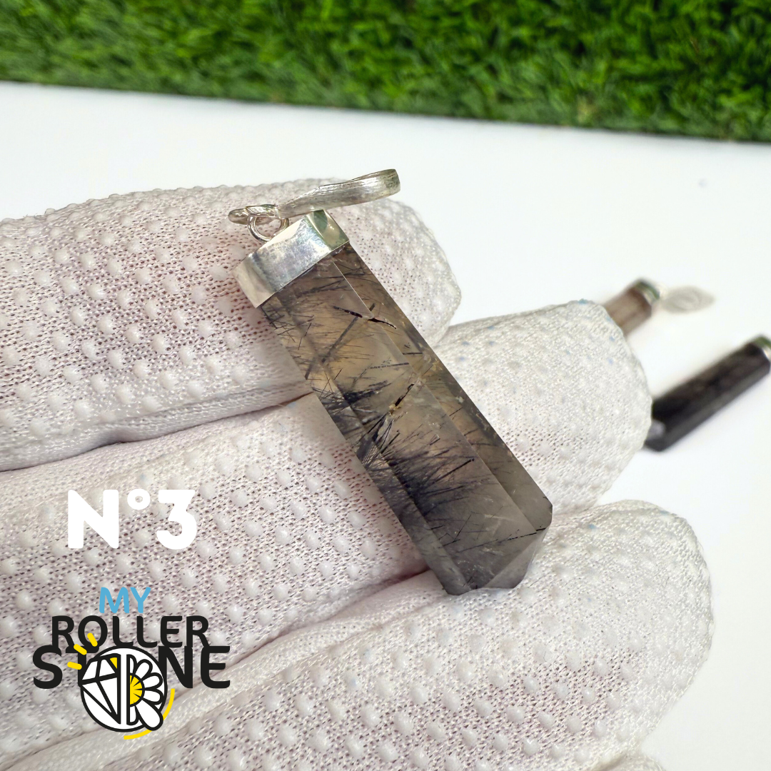 Pendentif Quartz Tourmaliné et Argent