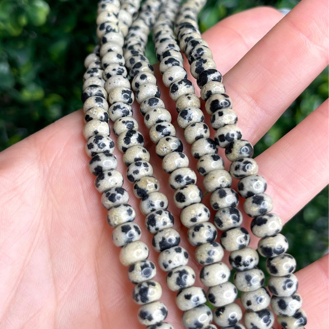 Perles Rondelles en Jaspe Dalmatien