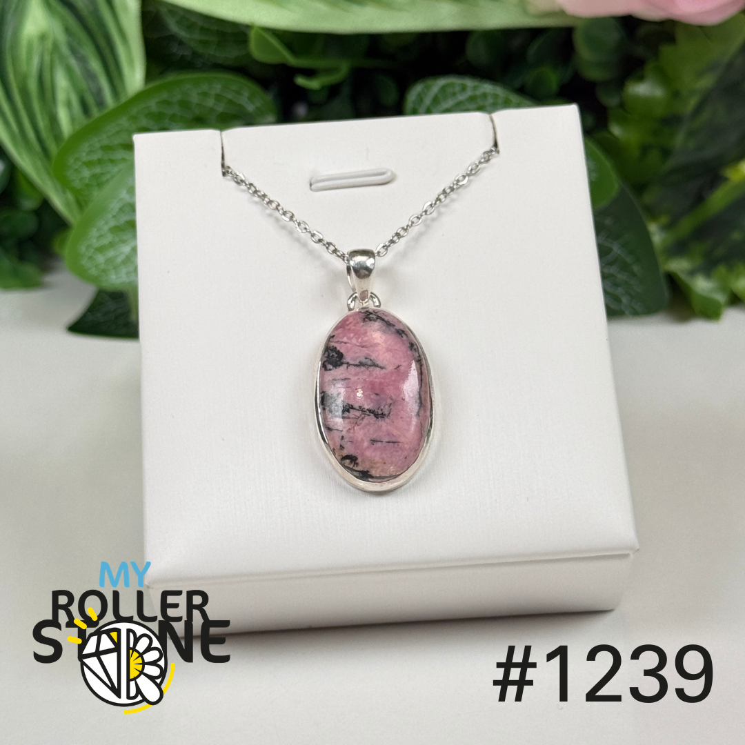 Pendentif argent 925 rhodonite #1239
