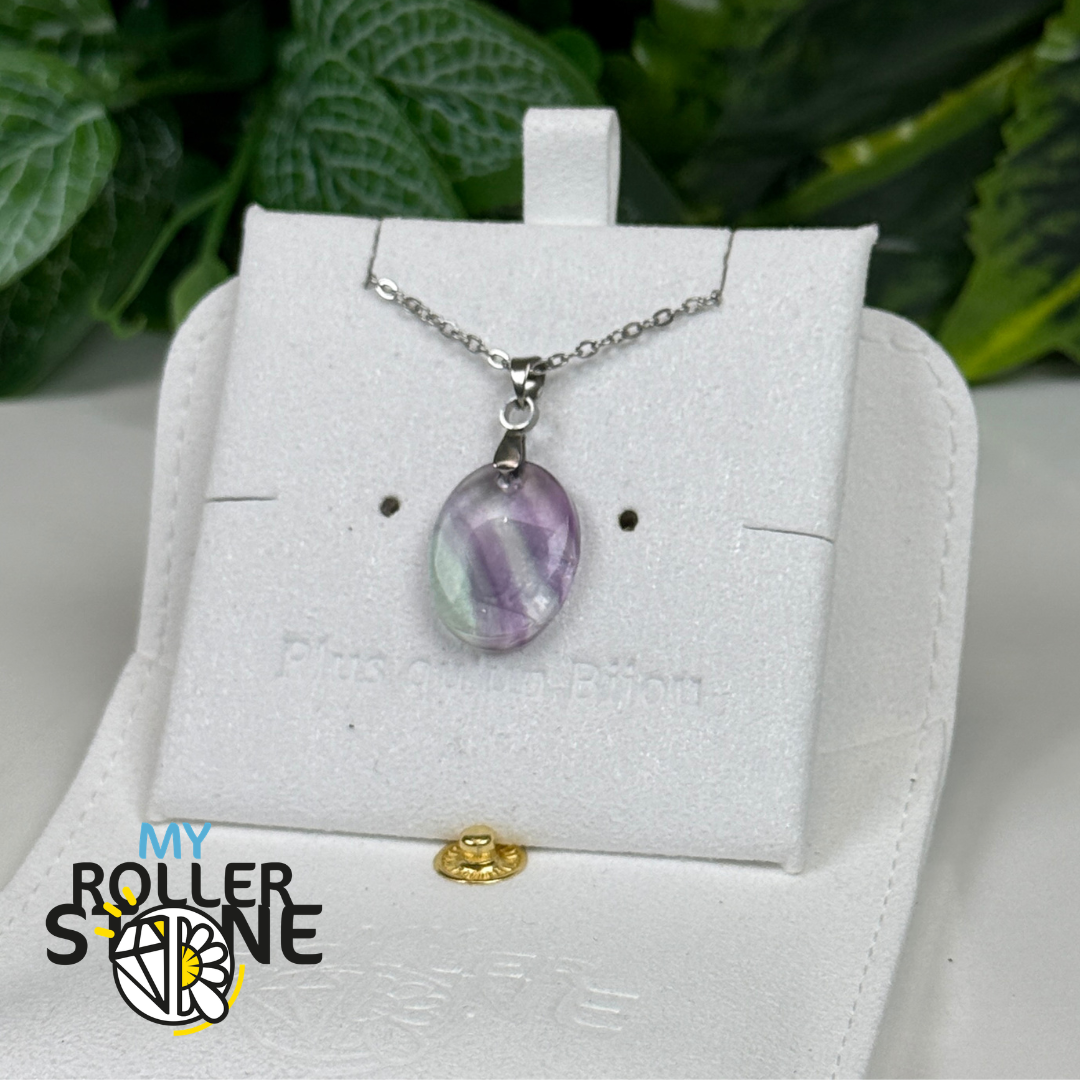Pendentif percé Fluorite Arc-en-Ciel 5A