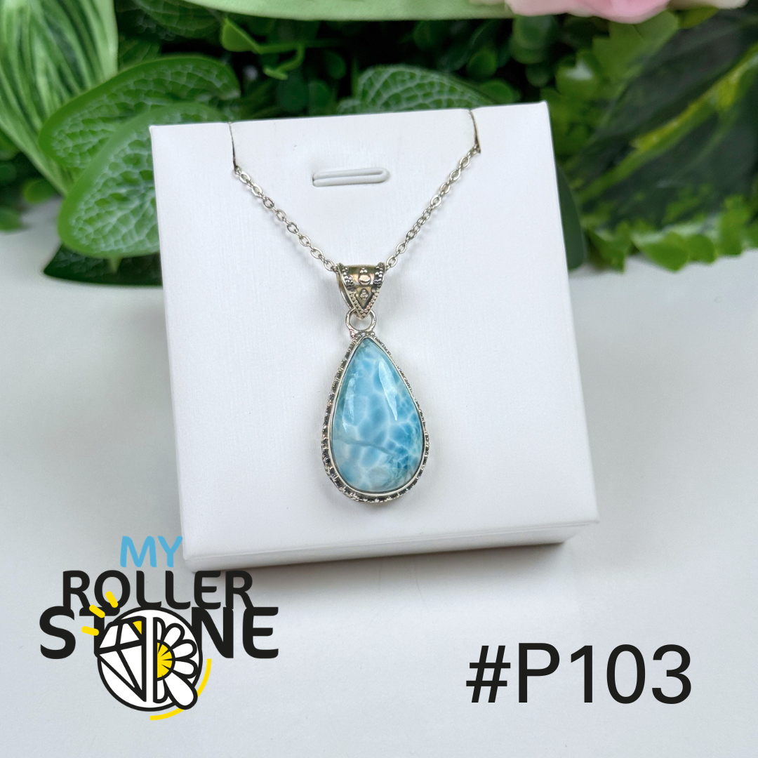 Pendentif argent larimar #P103