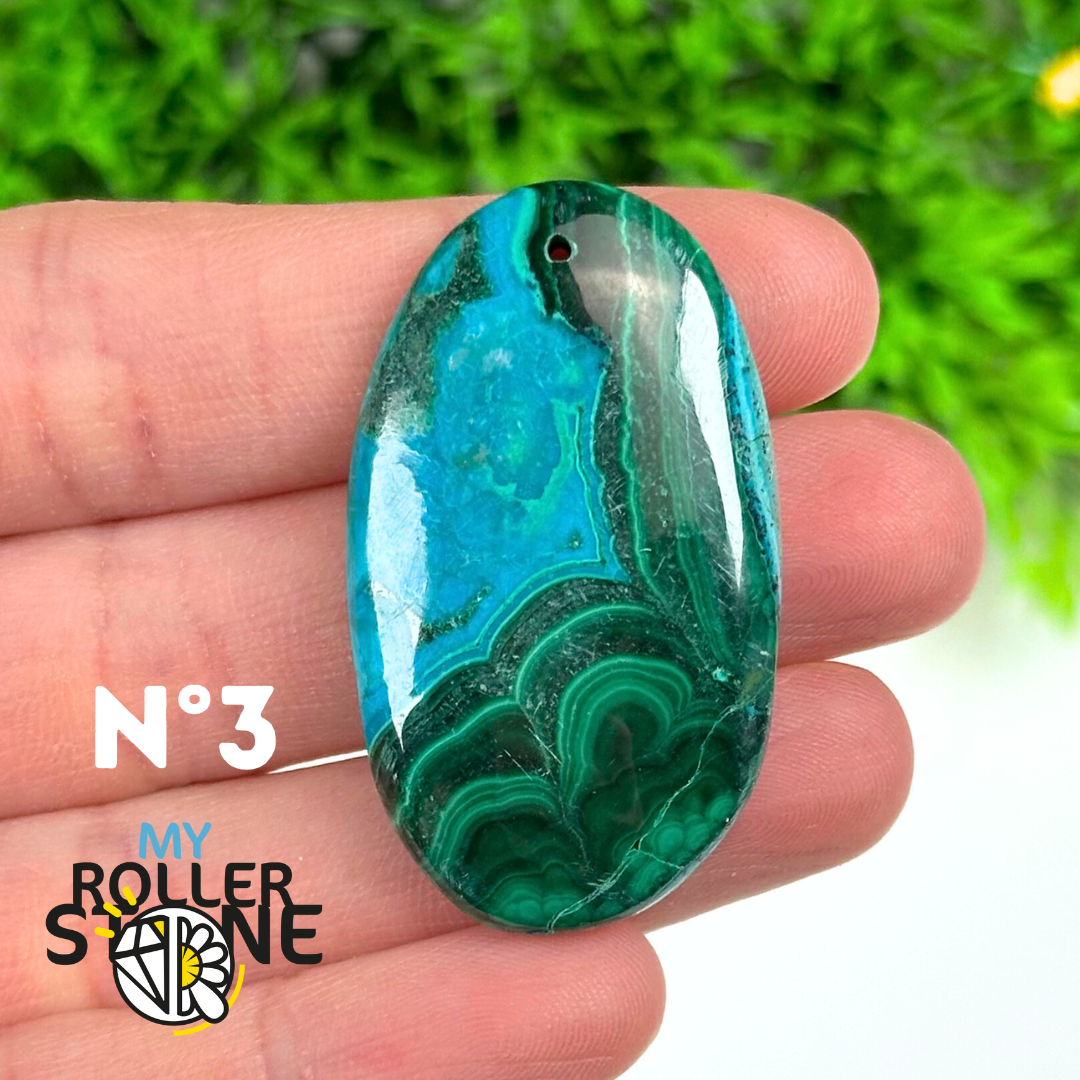 Pendentif Percé Malachite Chrysocolle 5A