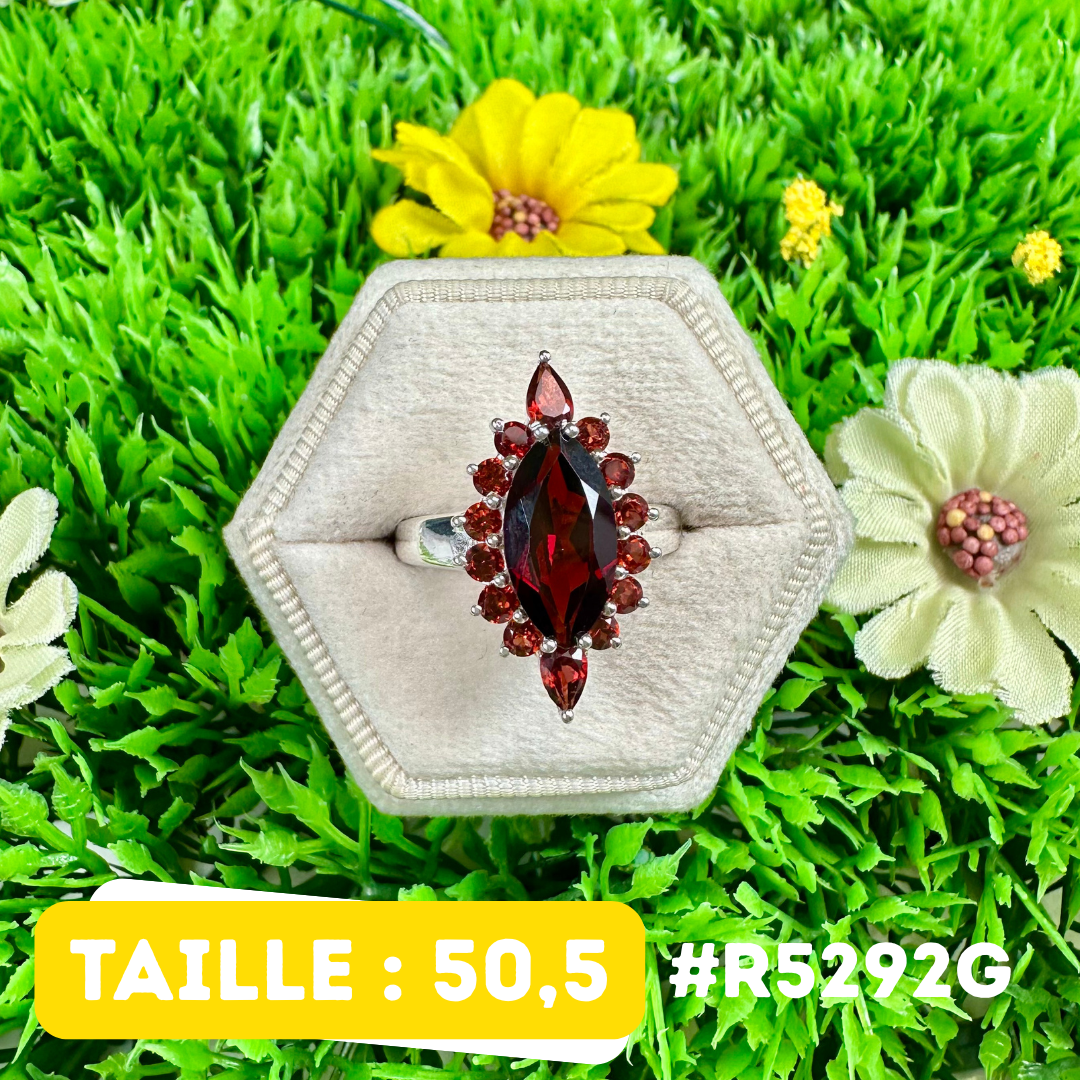 Bague Argent 925 Grenat #R5292G