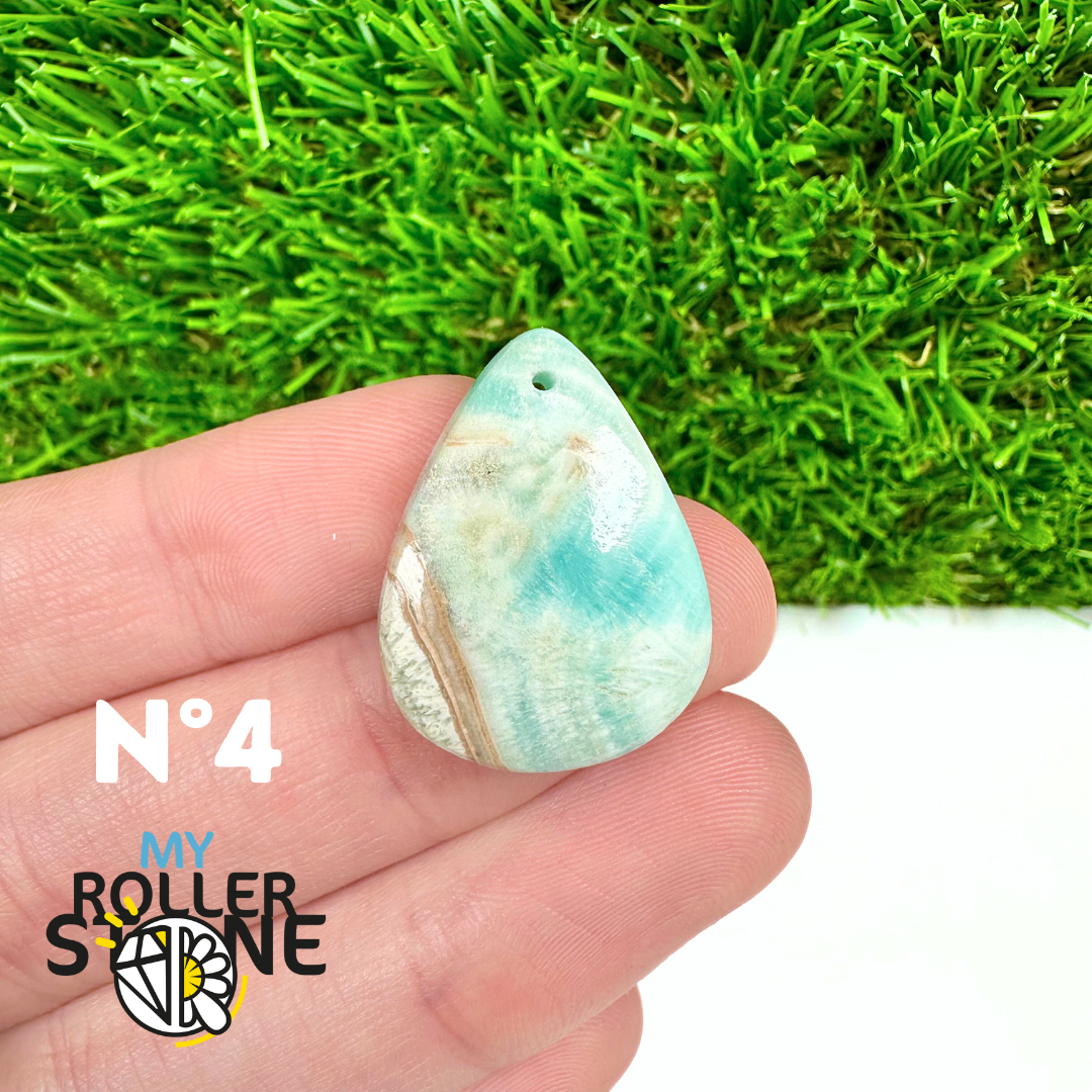 Pendentif Percé Calcite Cambrienne Bleue 5A