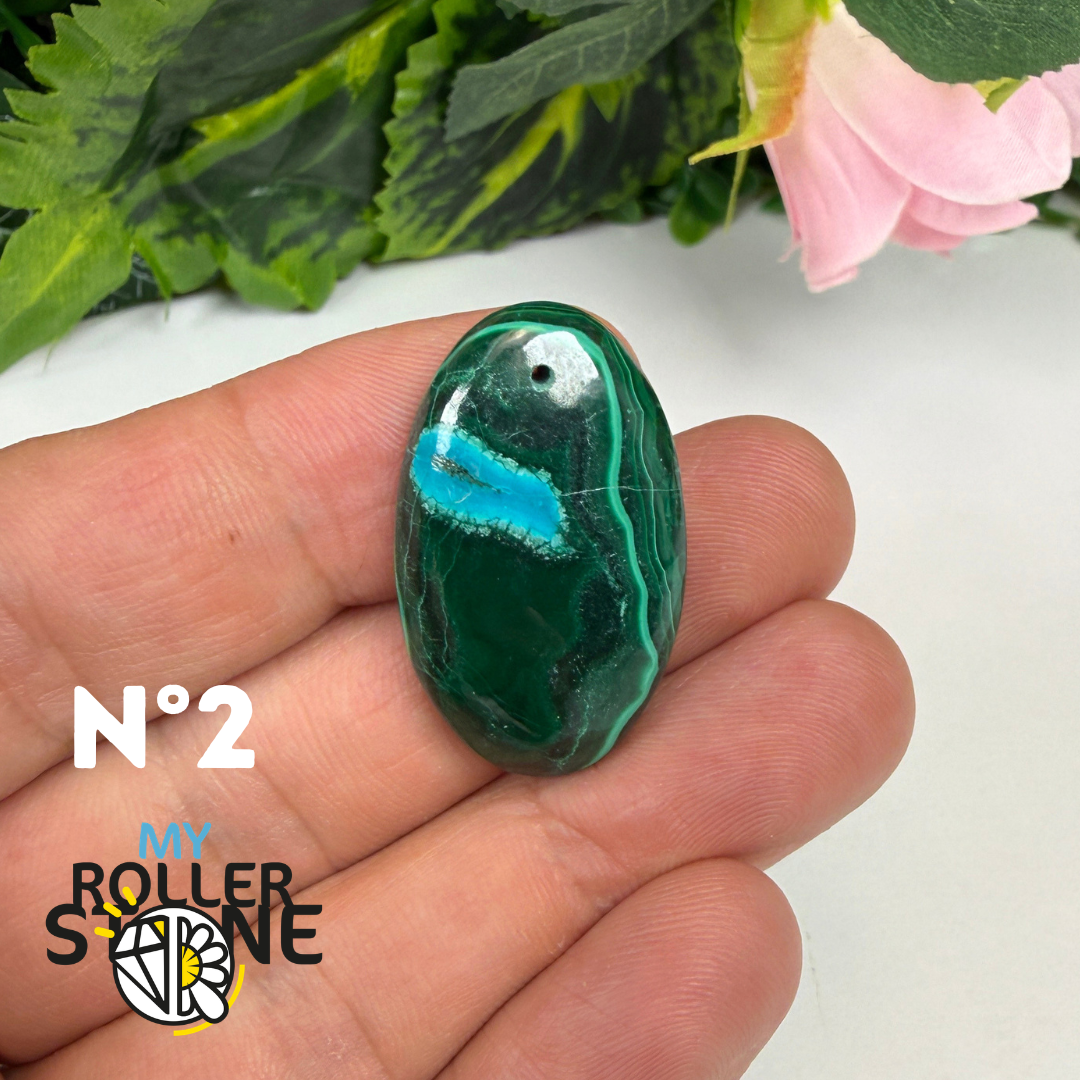 Pendentif Malachite Chrysocolle Percé 5A