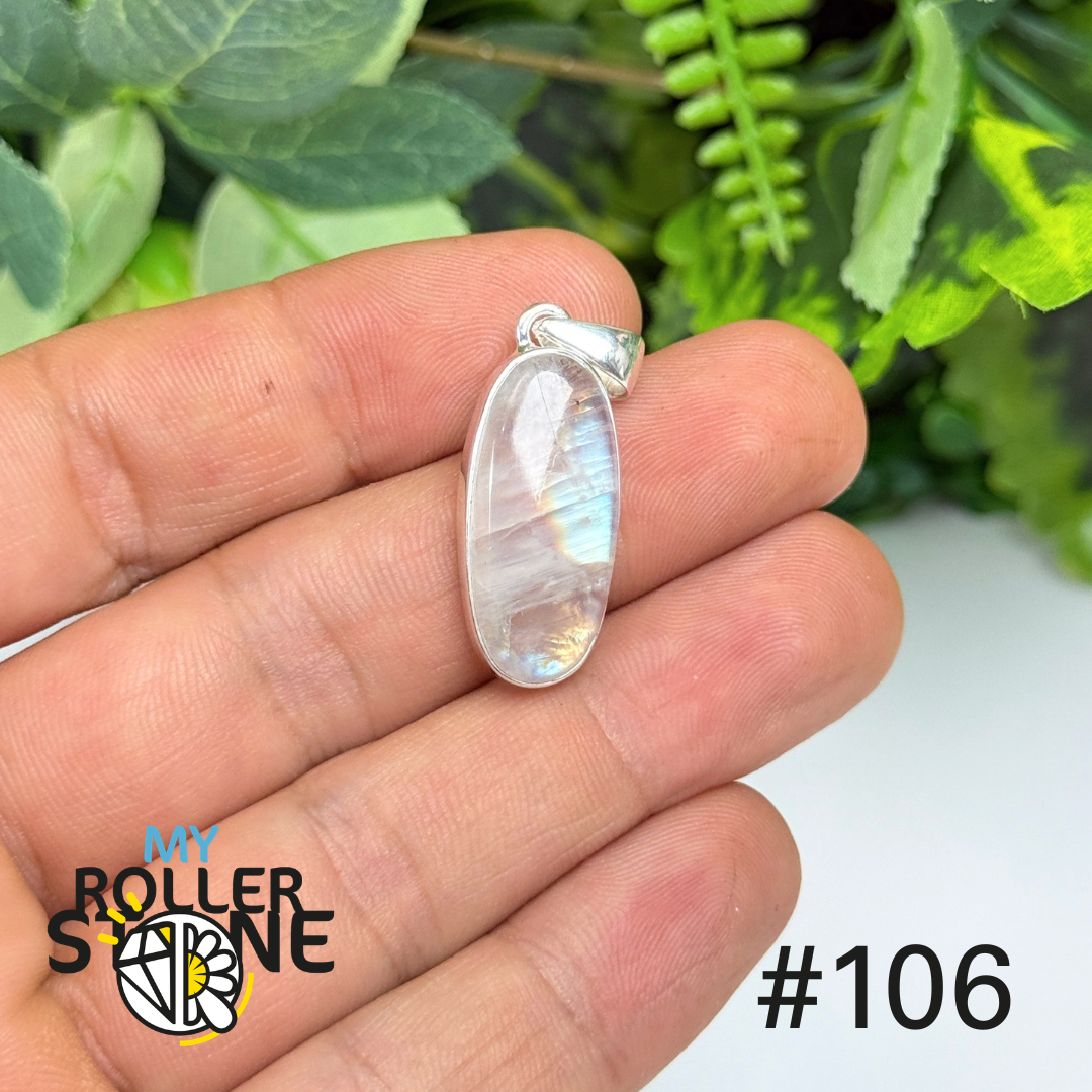 Pendentif argent pierre de lune blue fire #P106