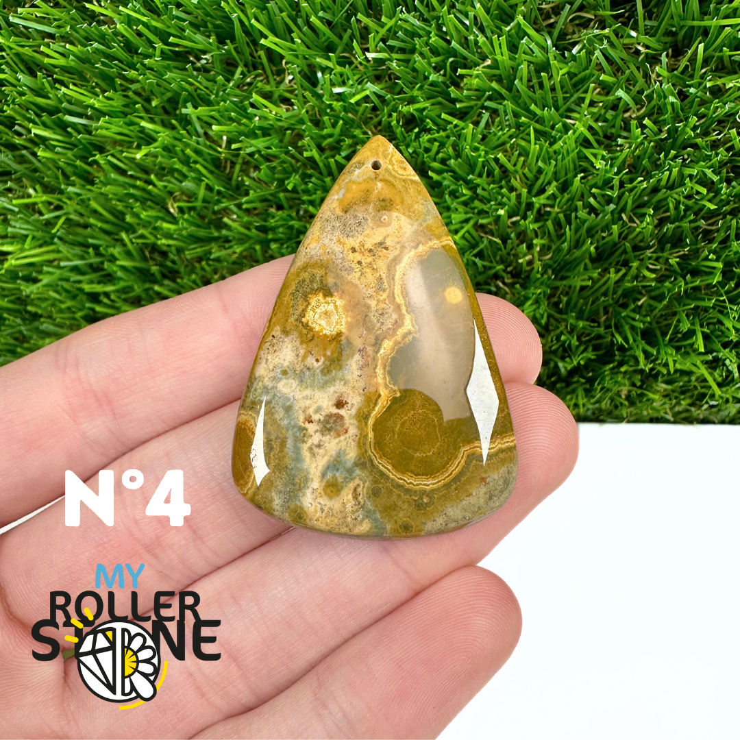 Pendentif Percé Jaspe Océan 5A