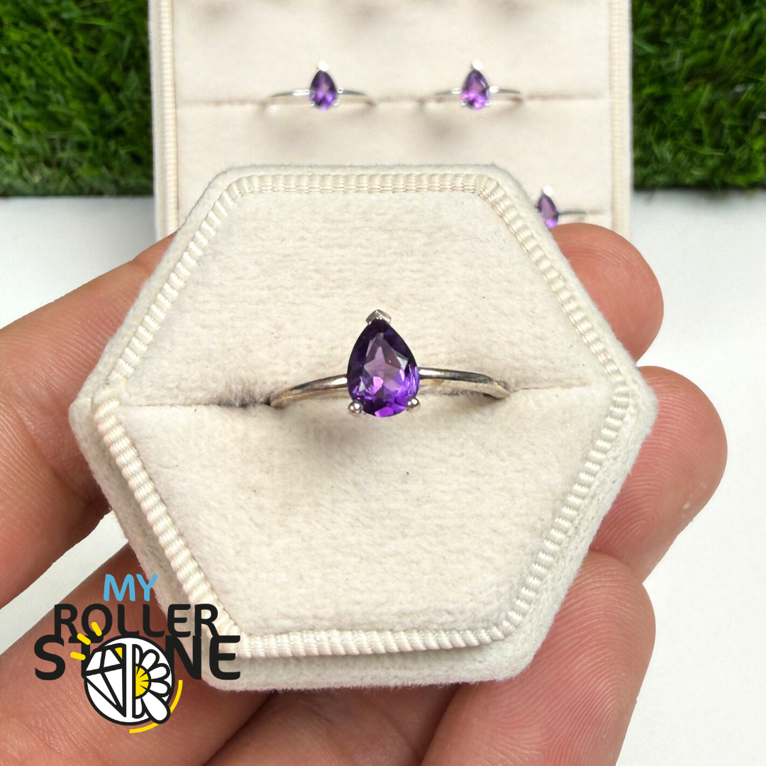 Bague argentée en Améthyste brute | Univers Minéral Bague argentée en Améthyste brute | Univers Minéral