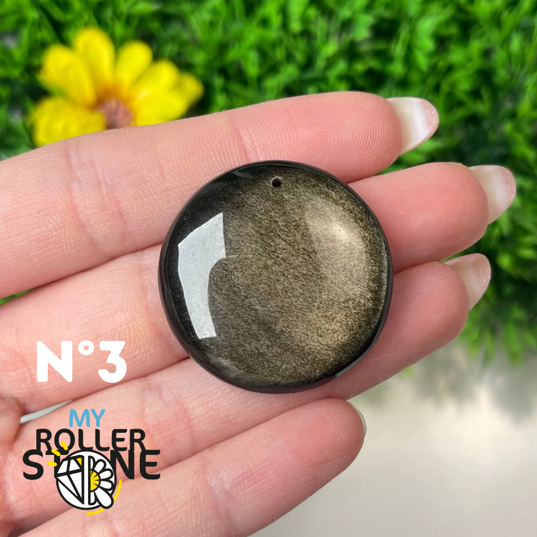 Pendentif Obsidienne dorée 5A percé
