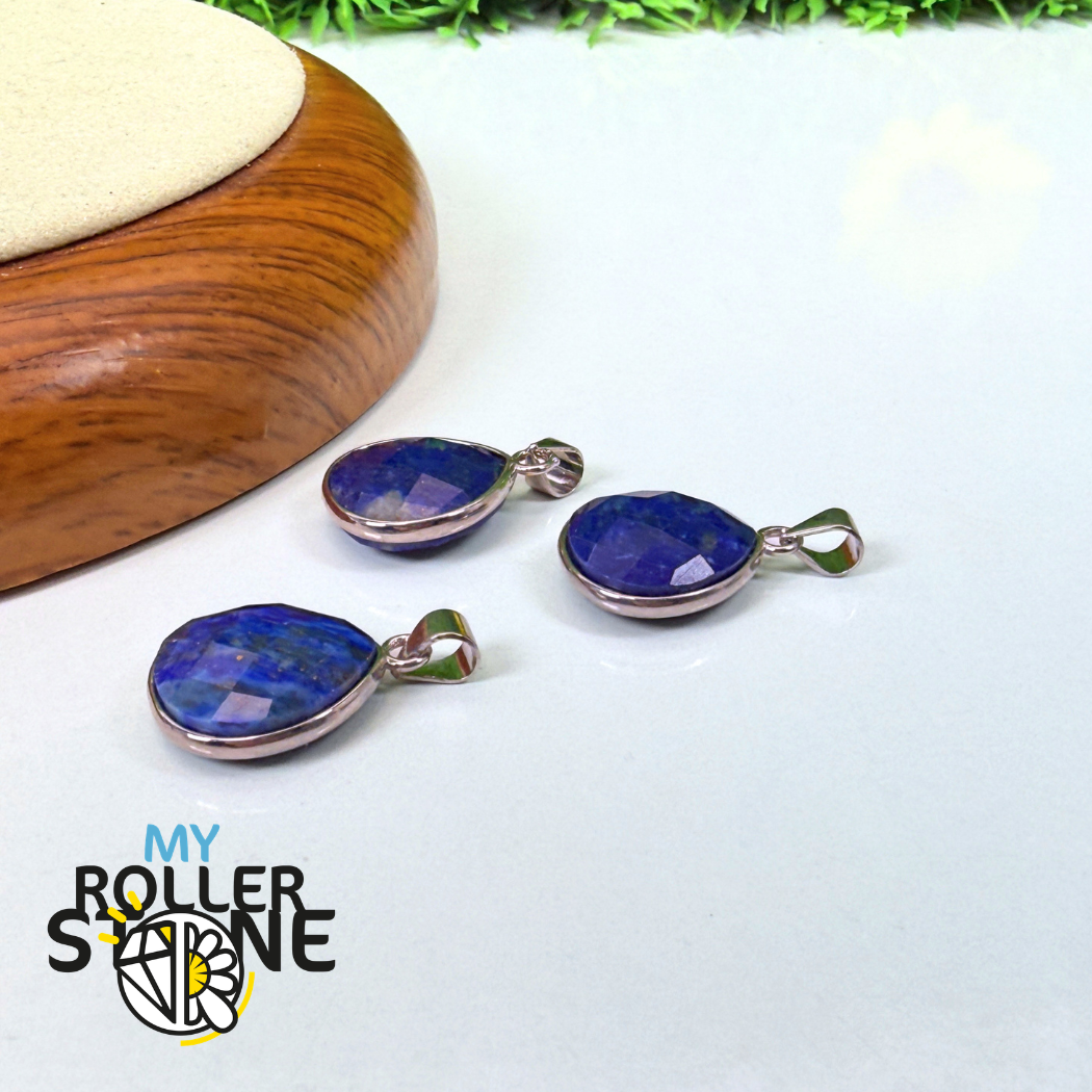 Pendentif Lapis Lazuli Goutte Facettée Argenté