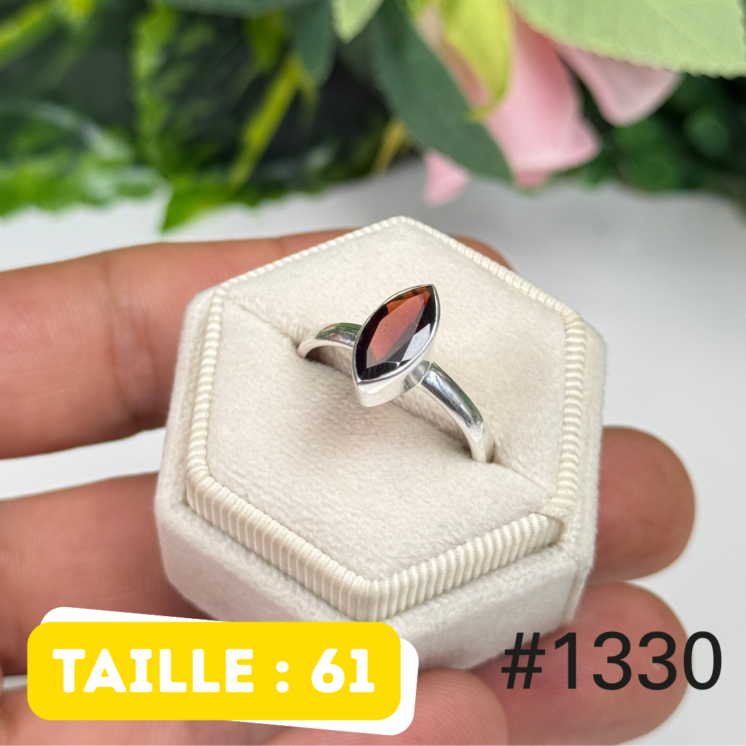 Bague argent 925 grenat facetté #1330
