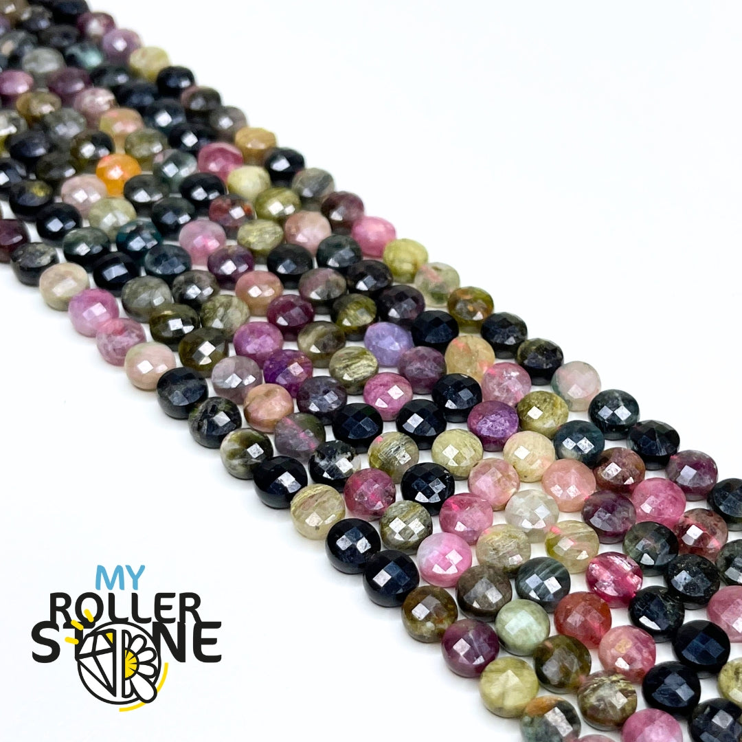 Perle Tourmaline Multicolore plat facettée