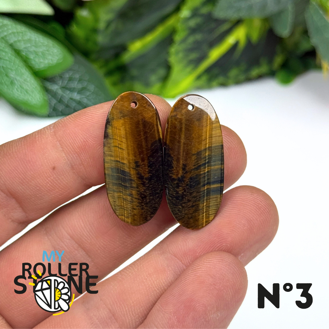 Paire de Cabochon percé en Oeil de Faucon pour Boucles d'oreilles