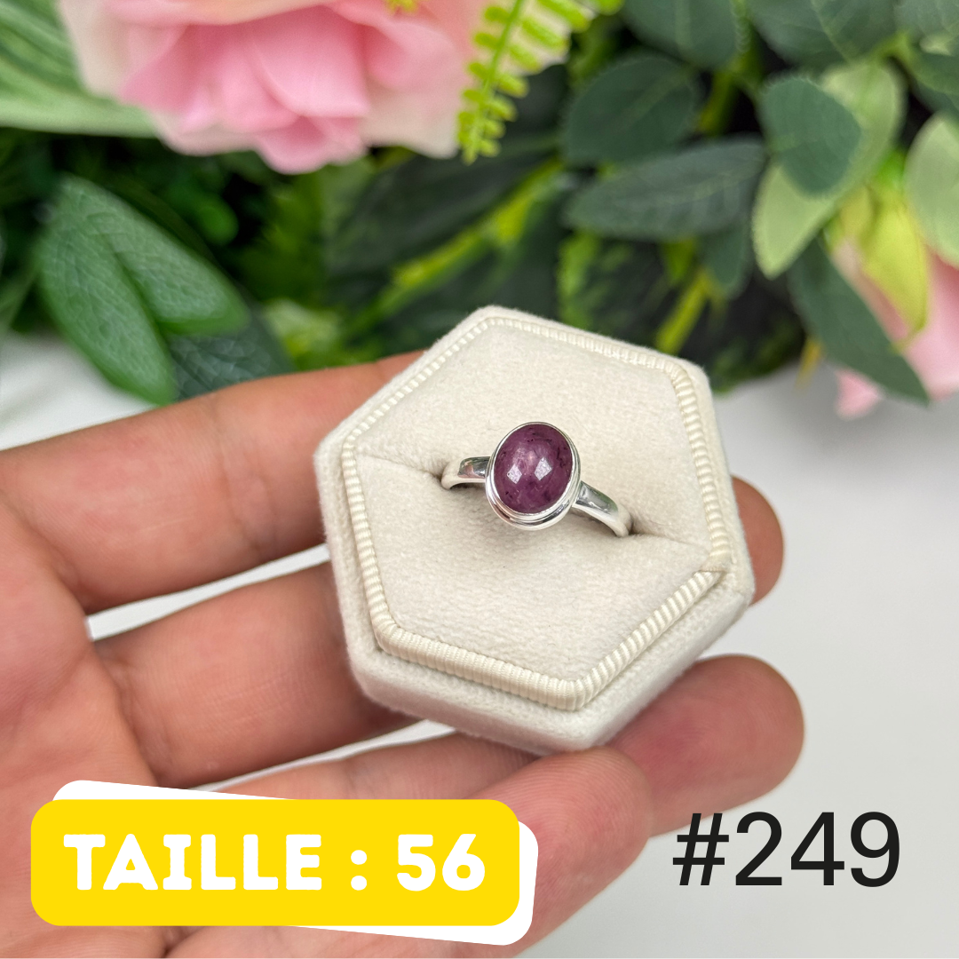Bague argent 925 rubis étoilé #R249