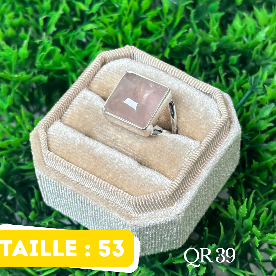 Bague Argent en Quartz rose #QR 39