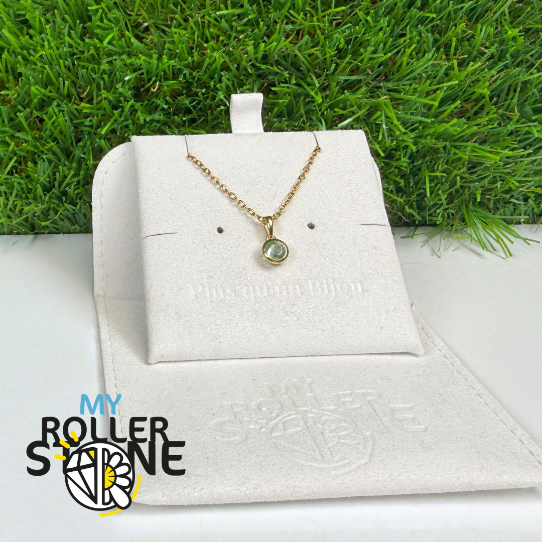 Pendentif Solitaire Kyanite Verte Sertie Argent 925 Plaqué Or