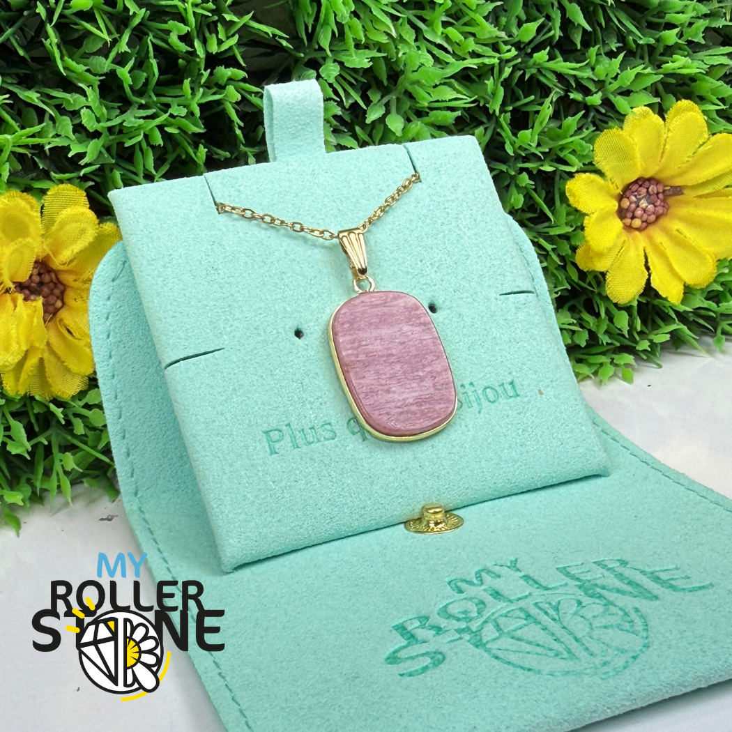 Pendentif plat serti Rhodonite 