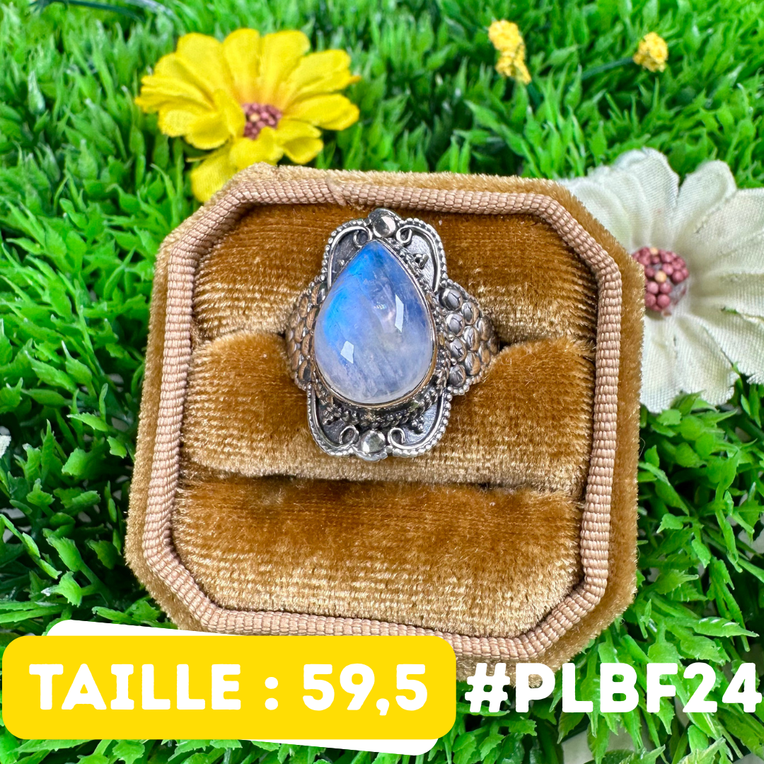 Bague Pierre de Lune Blue Fire #PLBF24