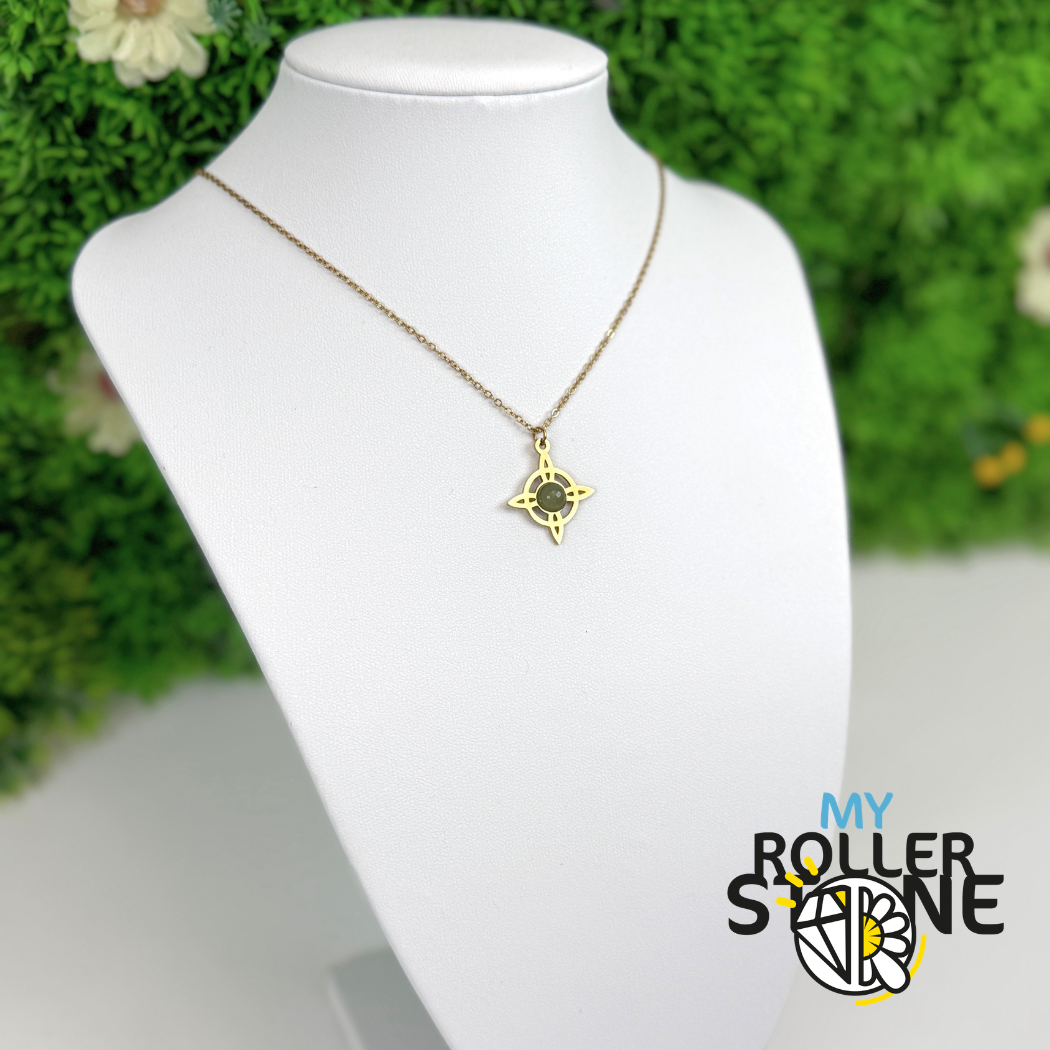Collier Nœud de Sorcière en Acier Inoxydable & Pierre Naturelle