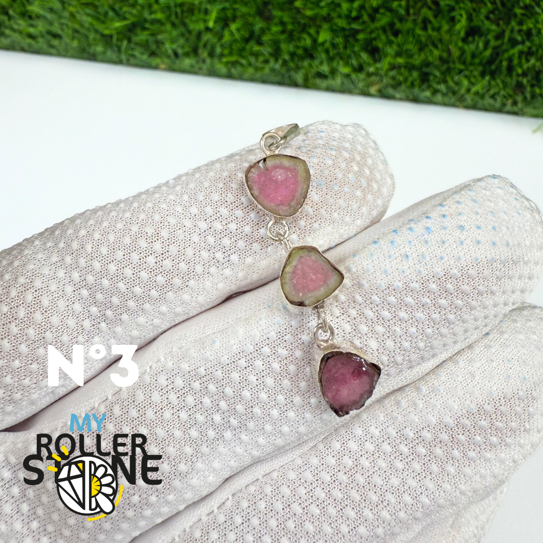 Pendentif Tourmaline Melon d'eau (Watermelon) et Argent