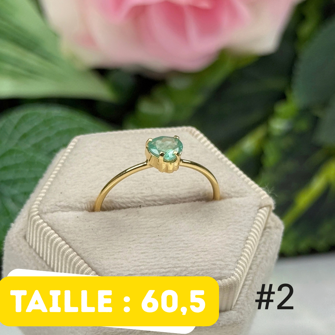 Bague Émeraude Argent 925 Plaqué Or #2