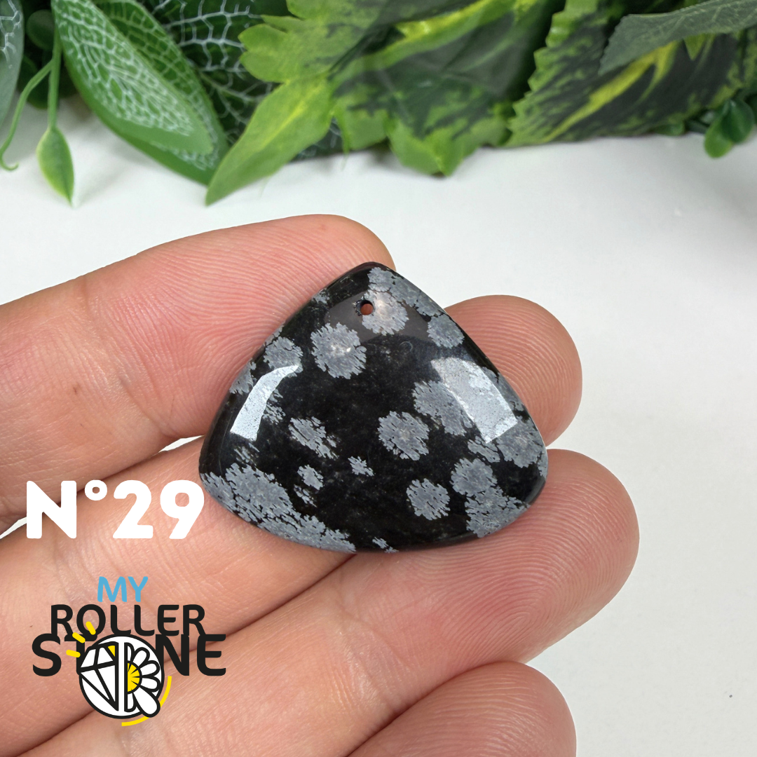 Pendentif Obsidienne flocon de neige 5A percé