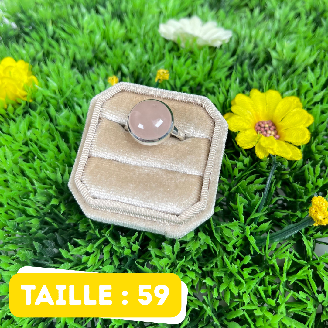 Bague Argent en Quartz rose #104