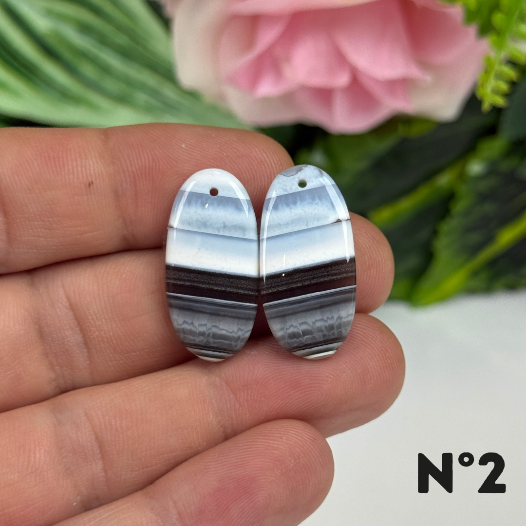 Paire de Cabochons percé en Opale bleue pour Boucles d'oreilles