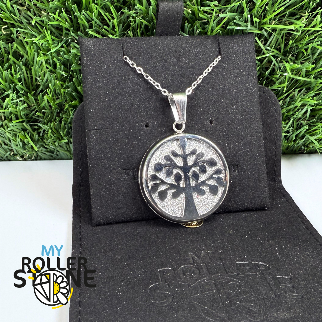 Pendentif Arbre de vie Acier inoxydable Violet/Argenté