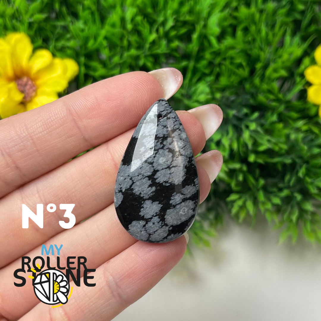 Pendentif Obsidienne flocon de neige 5A percé