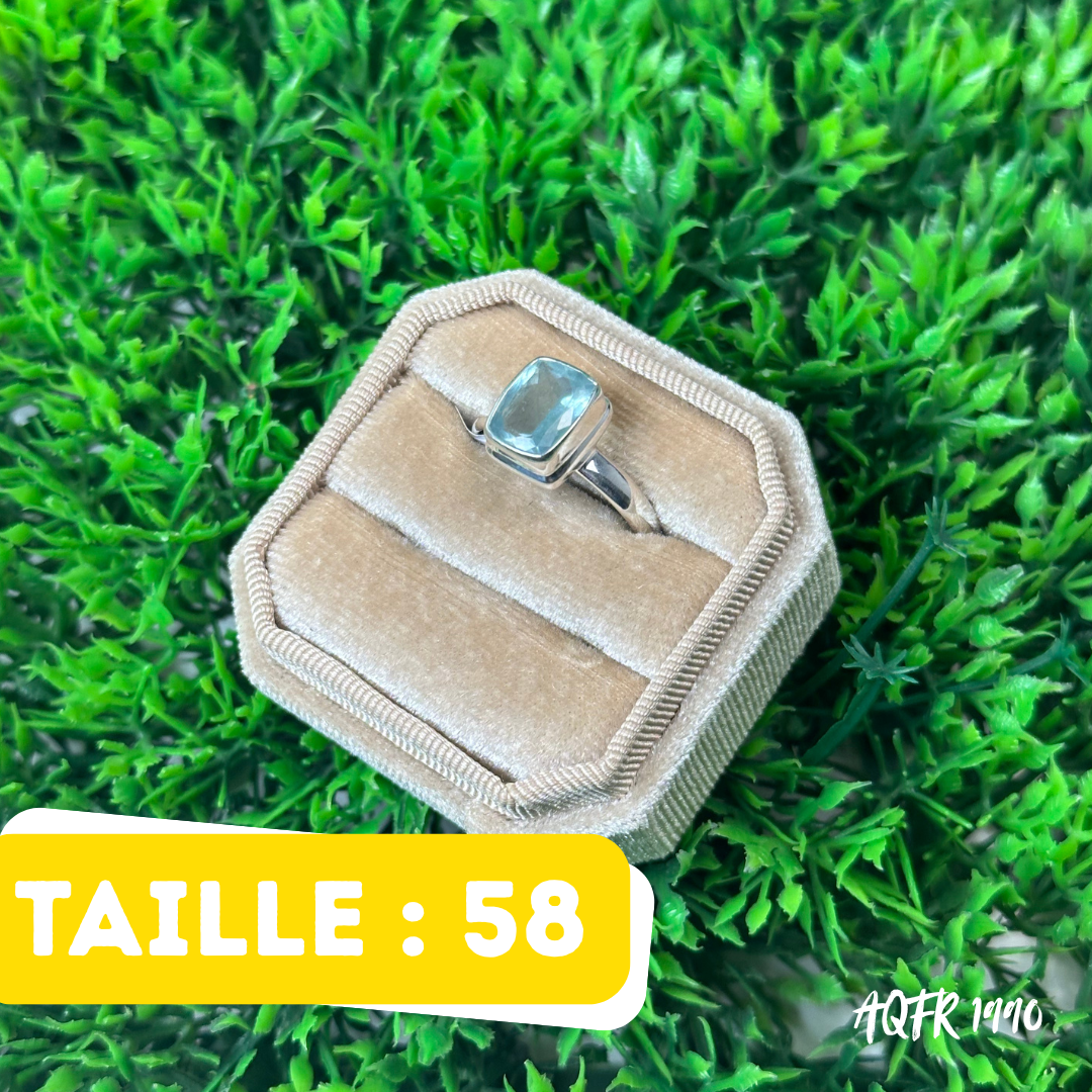 Bague Argent Aigue Marine #AQMR 1990