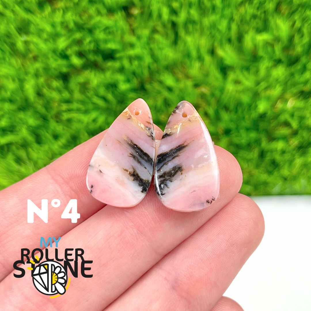 Pendentif Percé Opale Rose Duo